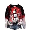 1116 Spring/Autumn New Sweatshirt, Christmas Street 1D Digital Print Women's Trendy Casual Crew Neck Top