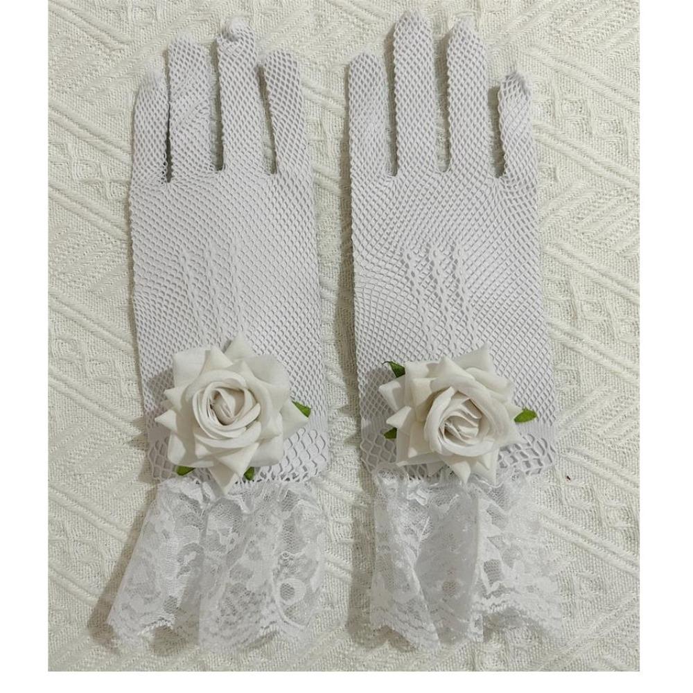New Rose Flower Lace Mesh Mittens Party Dress Punk Hip Hop Performance Gloves Cosplay Dance Costume Fishnet Gloves Sexy