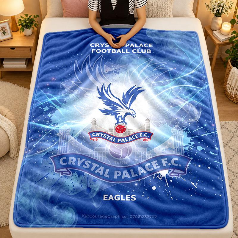Flannel BlanketCrystal Palace Football Warm Soft Throw Blanket for Indoor Sofa Bed Living Room Use