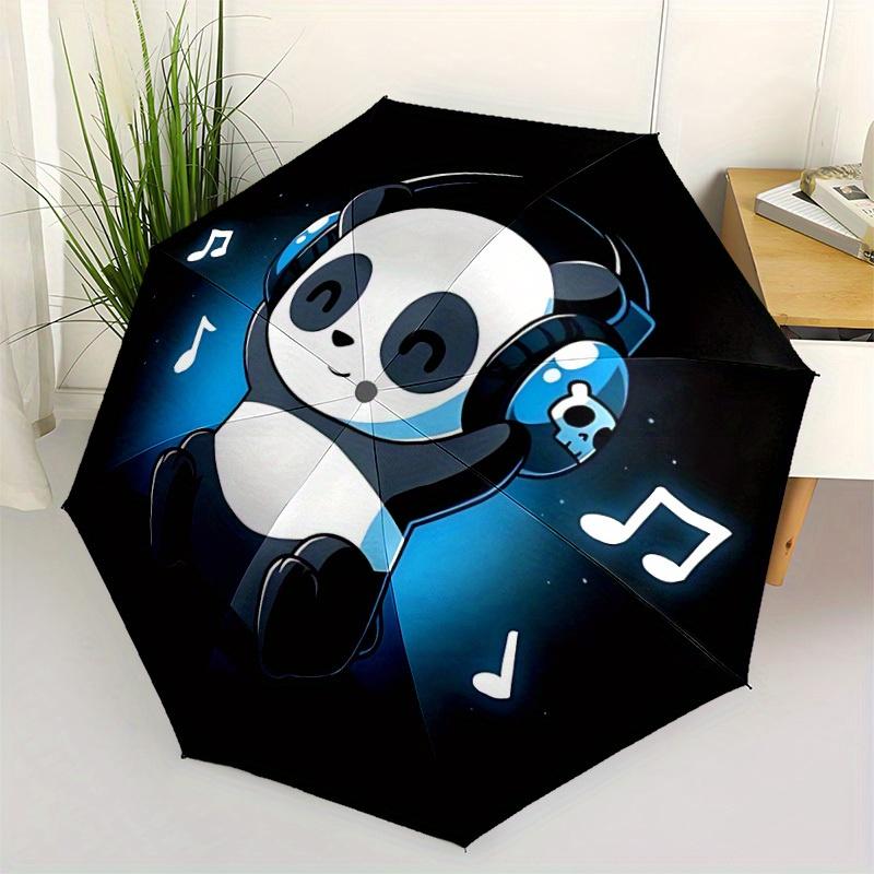 1pc Panda Beats Auto Open/close, All-Season Portable Folding Umbrella for Women & Men, Travel, Everyday, Formal Events - Compact Luxury Parasol, Outdo
