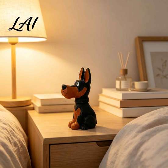 Modern Desk Ornament Doberman Wooden Ornament Hand Carved Creative Sculpture Cute Artistic Shelf Accent Dog Figurine for Home And Entryway Handmade