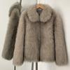 OFTBUY 2025 Winter Women Coat Faux Fox Fur Mid-length Jacket Turn-down Collar Puff Artificial Fox Fur Casual Top Outwears Tailored Solid Streetwears
