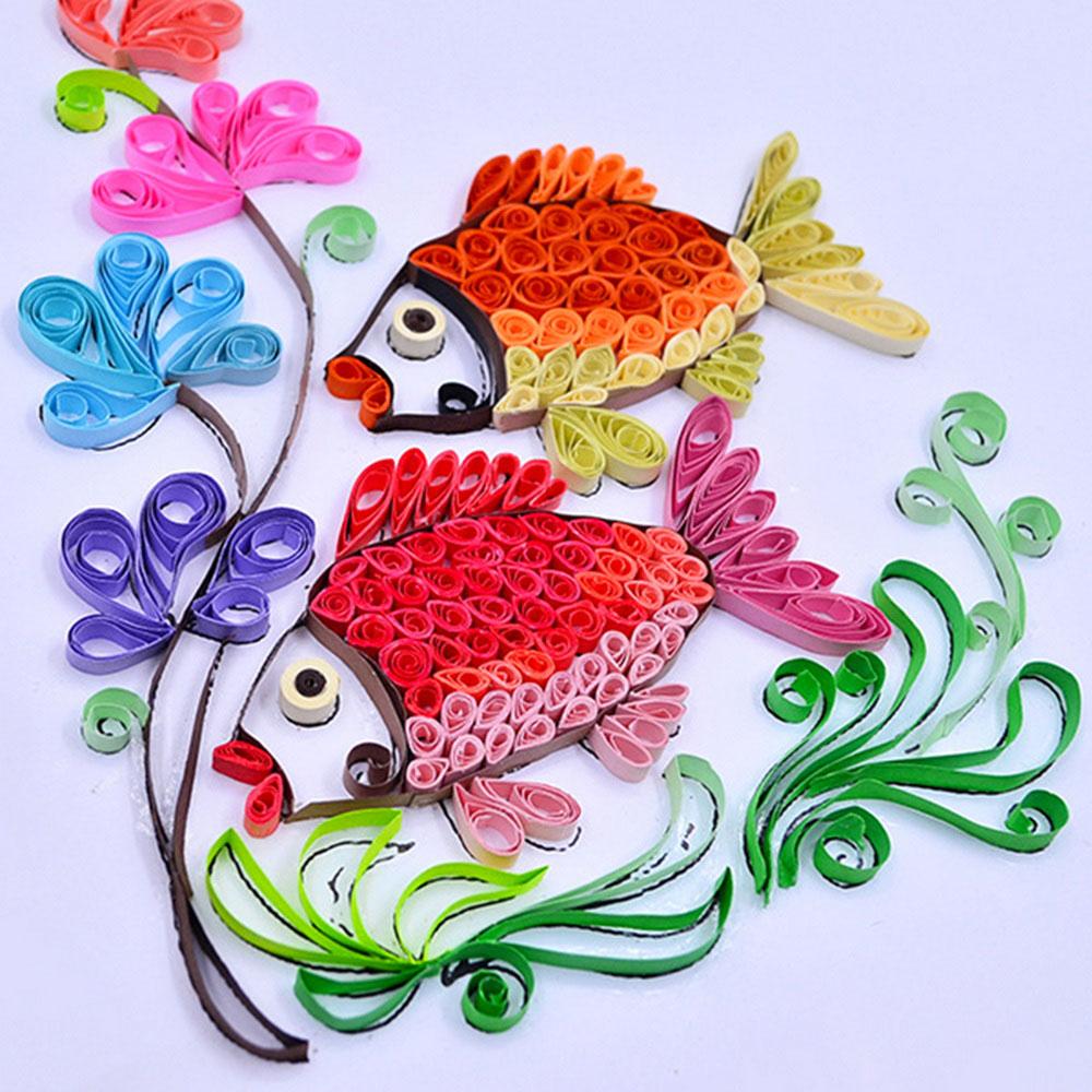 500pcs 50 Colors Home DIY Paper Quilling Paper Decor Pressure Relief Gift Craft Tools
