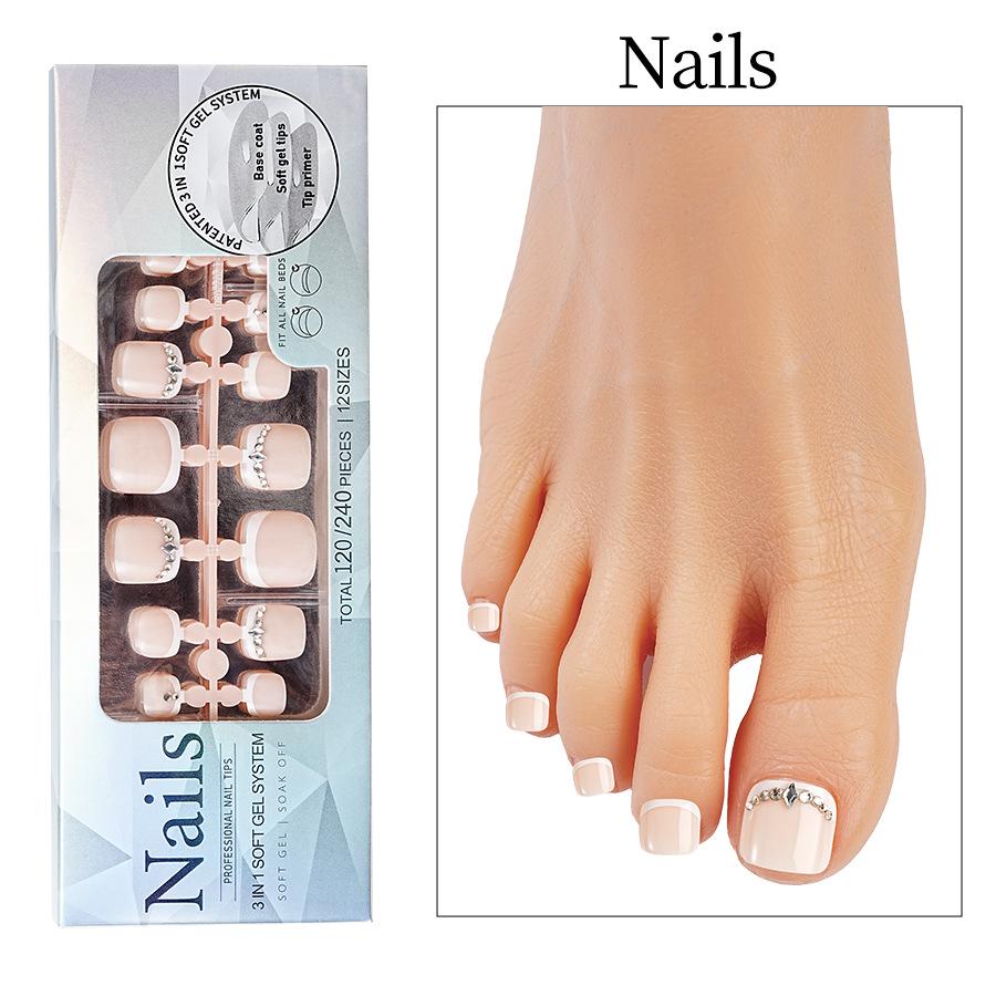 French Matte Press-On Toenail Tips & Stickers