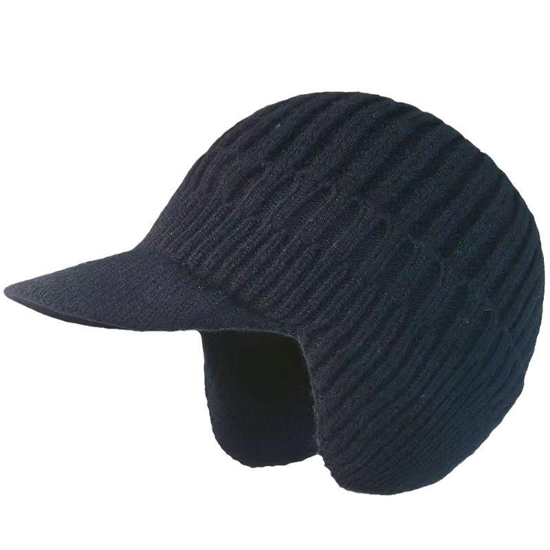 Winter Hat Men's Ear Protection Hat Knitted Hat Cashmere Warm Elderly Hat Thickened Wool Hat Cold-proof Casual Versatile