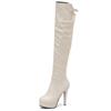 Platform Women's Over the Knee Boot Black White Heeled Thigh High Long Boot Party Footwear Shoes Lady Large Size 50 Water-proof