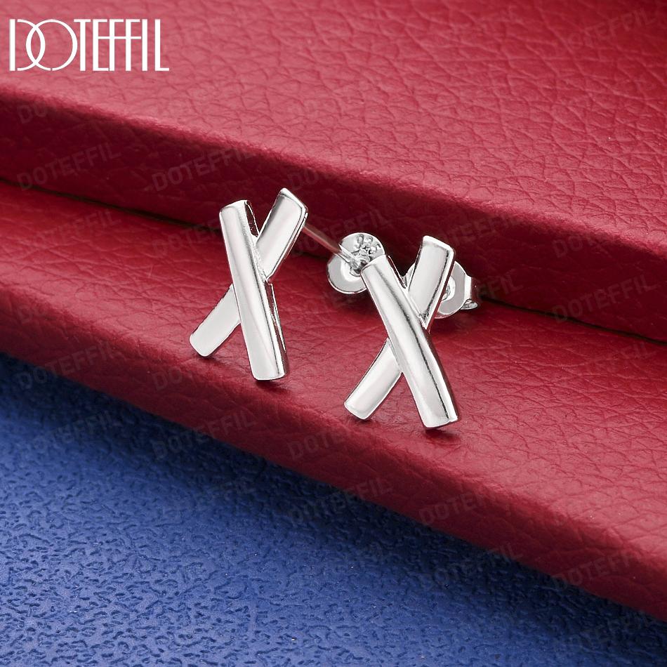 Серьги-гвоздики из стерлингового серебра 925 пробы с простой буквой X - Банкетные подвески