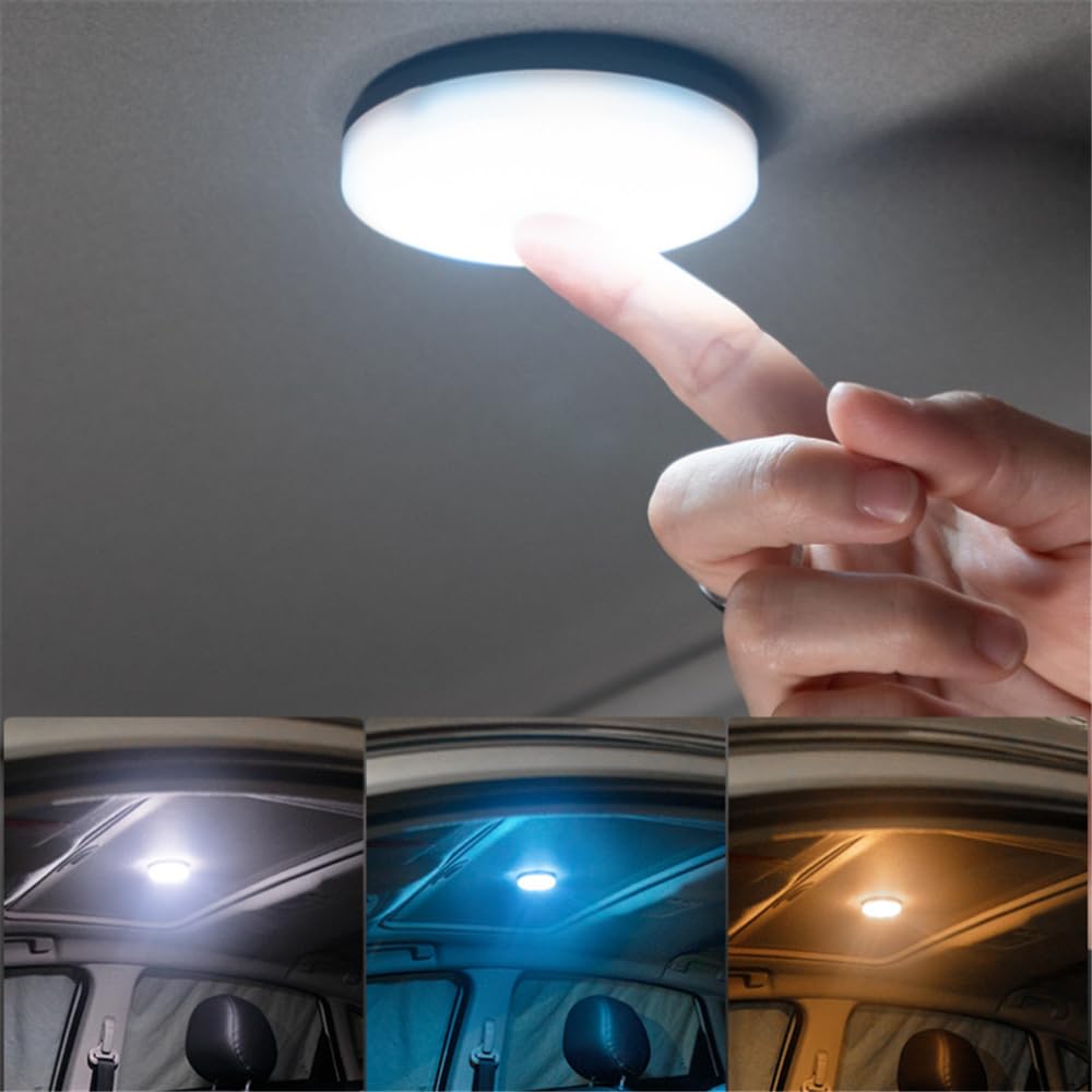 AUSTYLCO Автомобильный светильник для чтения, автомобильный багажник, внутреннее освещение, автомобильный плафон, подсветка для ног, светодиодный светильник, вспомогательный светильник, 4-цветное переключение, встроенный литий-ионный аккумулятор