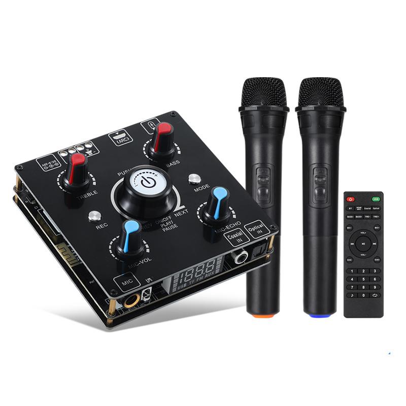 Dual Microphone Karaoke Machine Bluetooth 5.0 Sound Power Amplifier Integrated Amp & U-Disk Player Home Audio Subwoofer System