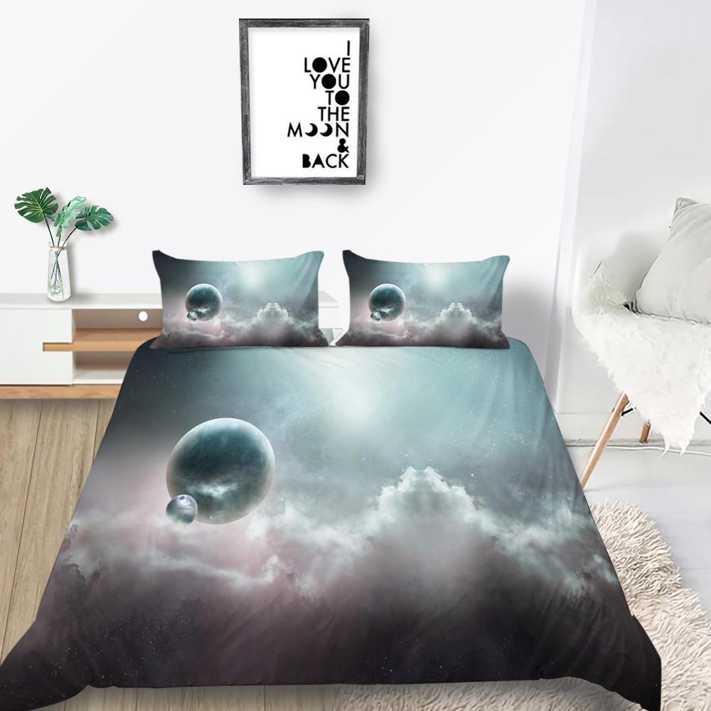 Space Star Printing Household Bedding Single Bed Double Bed Full Size Pillowcase and Quilt Cover 2/3 Beddingome