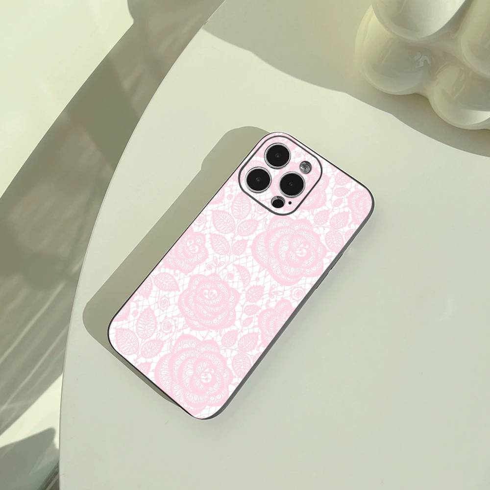 Чехол для телефона с принтом L-Lace для iPhone 17,16,15,14,13,12,11 Pro Max, Легкий и практичный Мягкий черный чехол