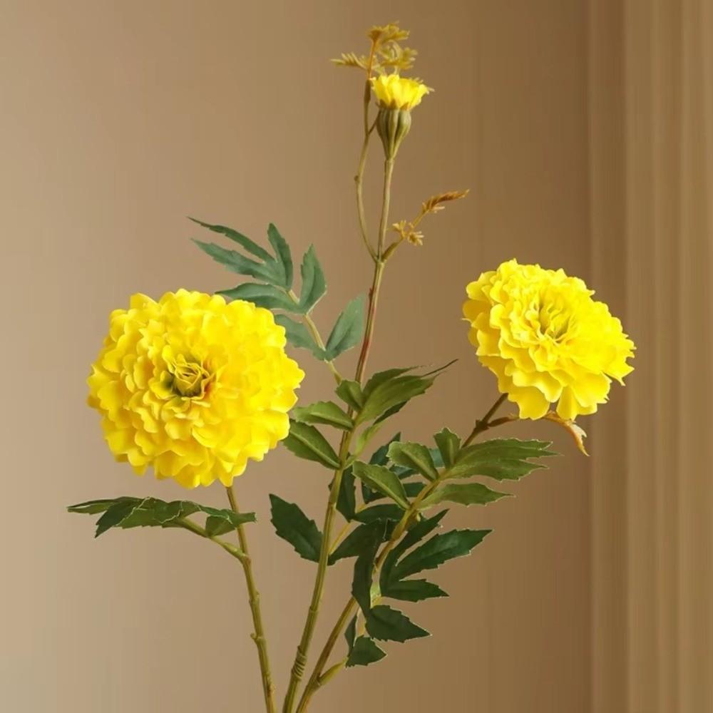 73cm Length Artificial Chrysanthemum Flowers 3 Heads Fake Marigold Bouquet Home Decoration