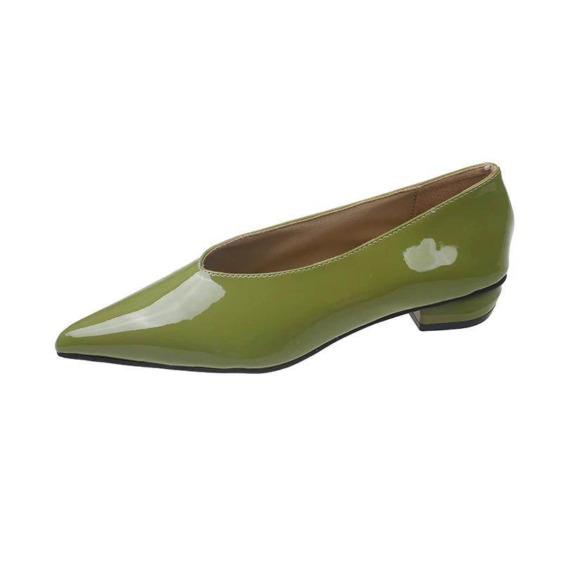 Мода женская обувь 2024 мода женские туфли-лодочки без застежек осень острый носок неглубокие однотонные платье на низком каблуке офисная женская обувь Zapatos