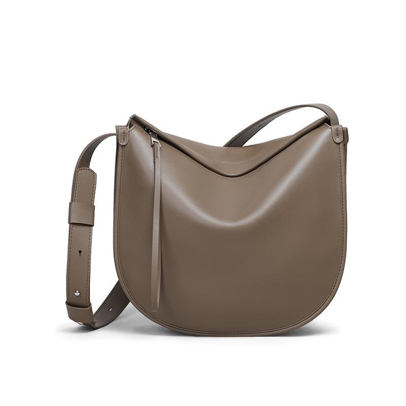 Womens Genuine Leather Saddle Crossbody Bag Stylish Shoulder With Zip Urban Chic Daily Use Handbag
