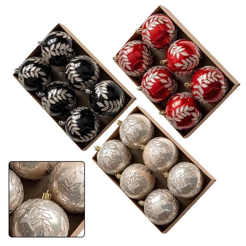 6pcs/set WillowLeaf Design Ball Ornaments Hanging Ball Decoration Christmas Party