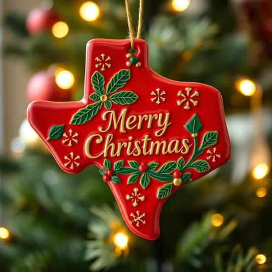 State Pride Christmas Ornaments Acrylic State Shaped Xmas Tree Hanging Decoration for Holiday Home Decor