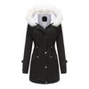 Jackets for Women Fleece Autumn and Winter Removable Hair Collar Women's Pie Over Long-sleeved Hooded Cotton Coat Velvet Coat Cotton Clothing Women