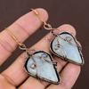 Rainbow Moonstone Handmade Copper Wire Wrap Jewelry Earring 2.95 M1n75