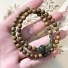 Natural Green Sandalwood Hetian Jade Double-Circle Bracelet New Chinese Style Womens Jewelry Gifting
