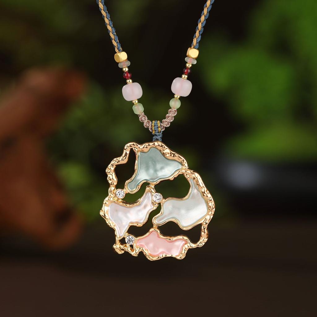 Эмалевый цвет полый геометрический цветок длинная подвеска, женская подвеска-ожерелье в форме сердца с высоким чувством универсальности