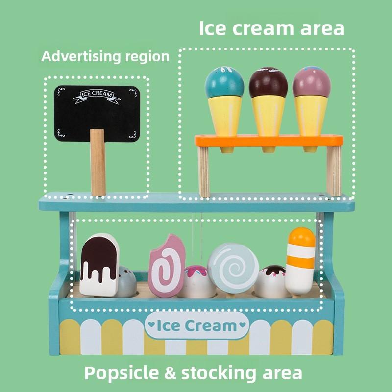Cream Ice Wooden Store Role Play Toy Set For Early Childhood Learning Gifts