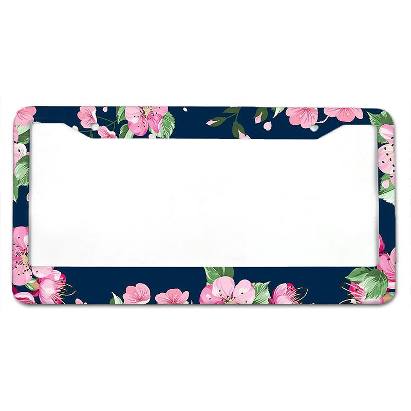Крышка номерного знака автомобиля из алюминиевого сплава с узором «цветок сливы» по американскому стандарту, водонепроницаемая крышка номерного знака автомобиля, автомобильные аксессуары