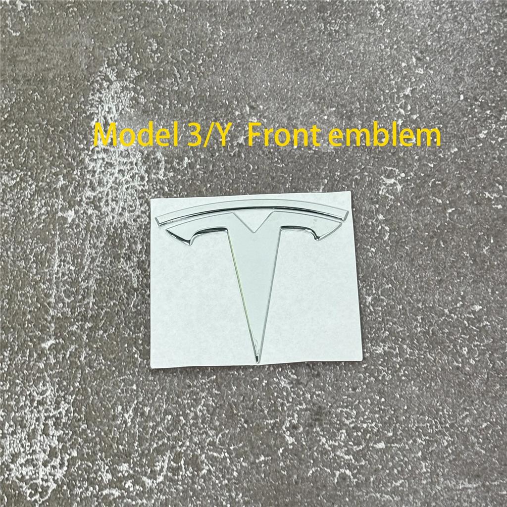 EPYFH1 Front Bumper or Rear Trunk Logo for Tesla Replacement Kit Model 3/Y - Metal Blackened Logo Emblem Car Exterior Decoration Parts