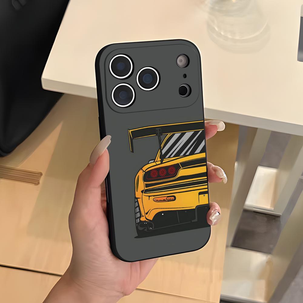 Японский JDM Дрифт Автомобиль Чехол для Телефона Для IPhone 17 Air 16 E Pro Max 15 14 13 Mini 12 Pro 11 Max Plus Черный Мягкий Чехол