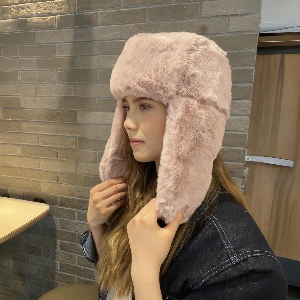 Зимняя теплая плюшевая шапка-пилот из искусственного меха со съемными ушными клапанами - Шапка-бини для женщин, для холодной погоды, катания на лыжах, сноуборде, пеших прогулок, зимняя шапка