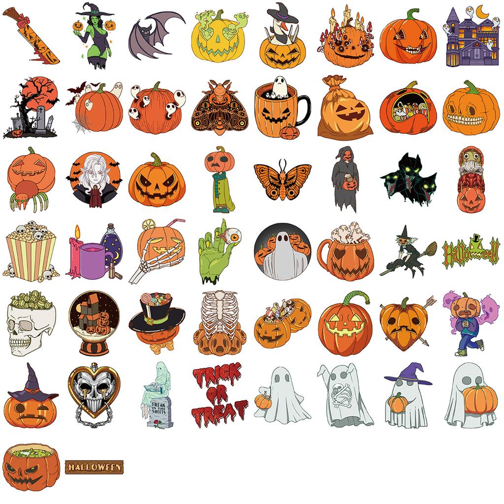 50 Cartoon Halloween Party Graffiti Stickers Decorate Guitar Notebook Suitcase DIY