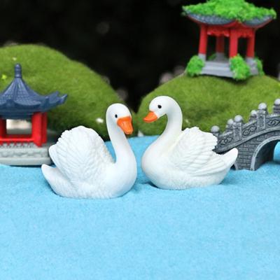Миниатюрная фигурка лебедя Мини Белый лебедь Статуэтка из смолы Реалистичное украшение животного Кукольный домик Сказочный сад Микроландшафтное украшение
