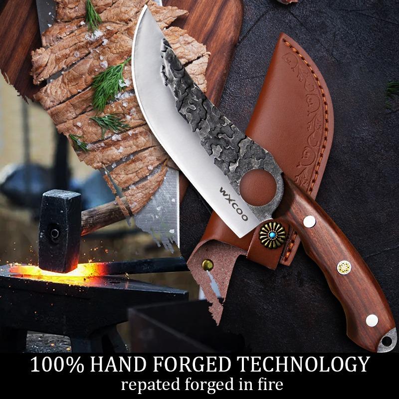 2pcs Sharp Beef Knives Hand-forged Stainless Steel Boning Slaughtering Knife Household Peeling Fruit Knife