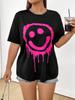 Улыбающееся лицо на грани таяния Футболка Женская Хлопок Свободные Футболки Хип-хоп Дышащая Уличная одежда Мягкая Повседневная Короткий рукав