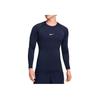 Nike Однотонная футболка с логотипом и круглым вырезом, с длинным рукавом, мужская, темно-синяя, FB7920-451