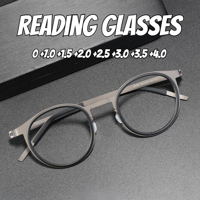 Роскошные дизайнерские металлические очки для чтения в круглой оправе для мужчин и женщин, деловые, высокой четкости, блокирующие синий свет, для дальнозоркости