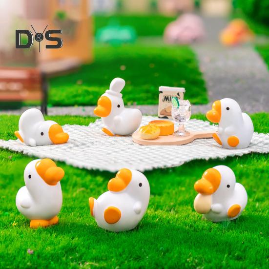 6 шт. Миниатюрные фигурки гусей из смолы, миниатюрные белые статуэтки гусей, бонсай, украшение для кашпо в виде гуся для микроландшафтного сада, декор для фей