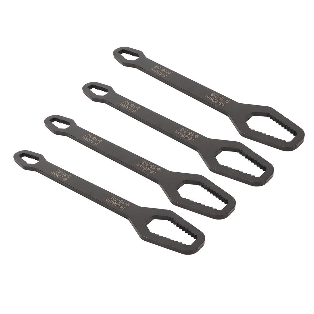 4pcs Double Ended Self Tightening Wrench Multifunctional 60HRC High Hardness 8 To 22mm Spanner