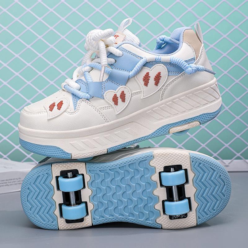FourWheel Runaway Shoes Children'S Deformation Shoes Boys And Girls DualPurpose Roller Skates DoubleRow Roller Skates Adult