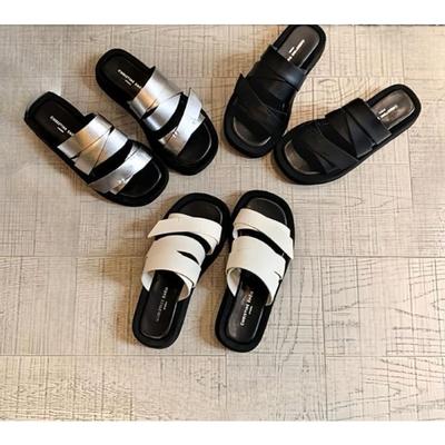 Туфли с петлей, квадратный носок, толстая подошва, пляжная повседневная обувь, женские шлепанцы