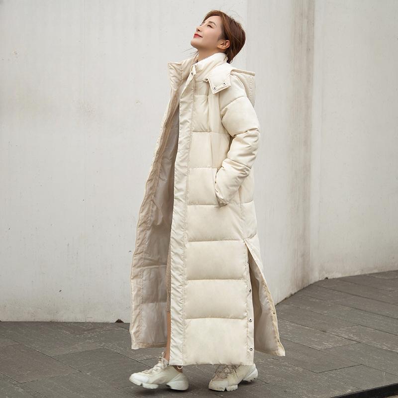 Новая зимняя свободная удлиненная куртка из хлопка с пухом до колена