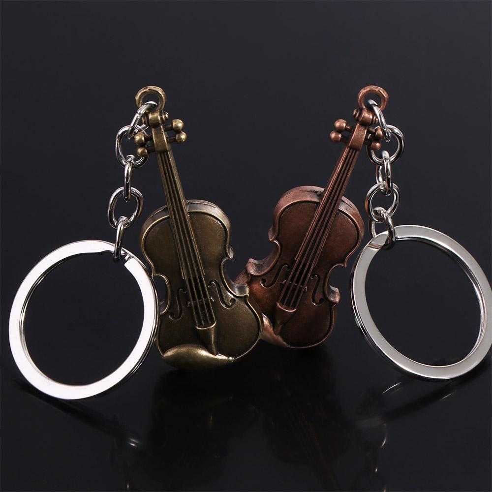 Copper Bronze Violin Key Chain Cello Musical Instrument Pendant  Musician Jewelry