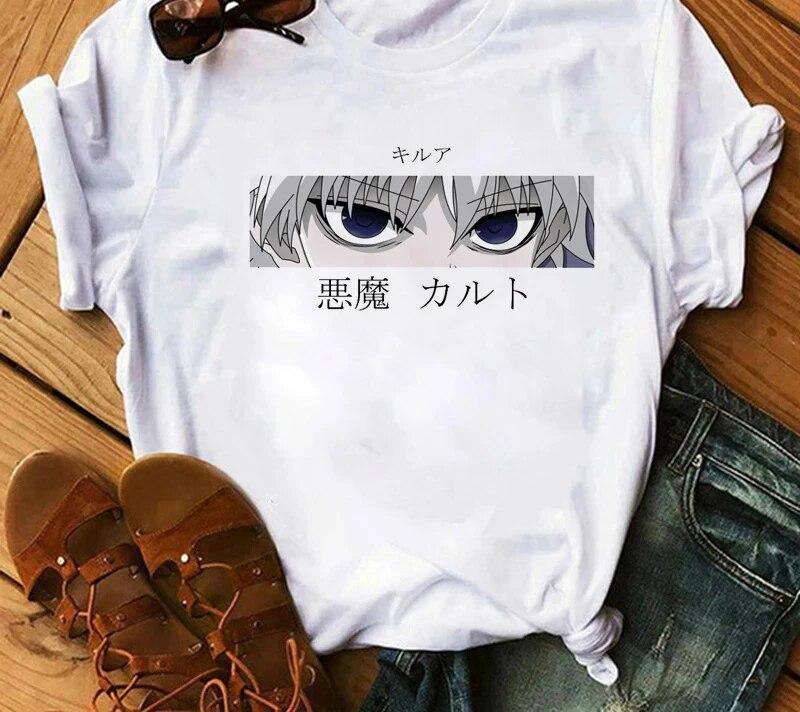 Футболка с графическим принтом японского аниме Hunter x Hunter, модная повседневная винтажная футболка с коротким рукавом, женская футболка больших размеров