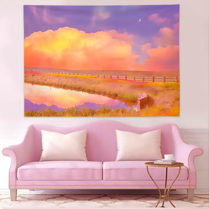 Облако Цветок Розовый Фон Гобелен Девушка Комната Украшения Стены Дома Психоделический Гостиная Красивый Гобелен