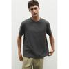 H M Regular FiT Waffle TexTured T sHirT Dark Grey