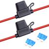 Fuse Holder [2 Pieces] Car 40A Waterproof Max Current 125V Flat Fuse Holder Mini Low Profile