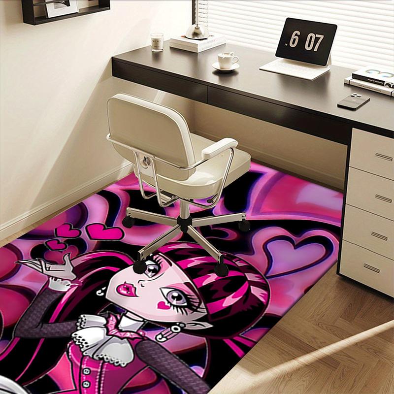 Коврик для офисного кресла Monster High, Милый дизайн с мультяшной девочкой, Идеально подходит для домашнего декора, Офисный ковер, Идея для подарка