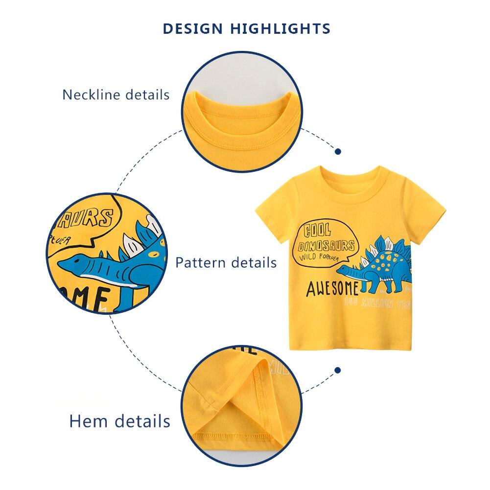 Летняя футболка для маленьких мальчиков, топ с принтом динозавра, футболка с короткими рукавами, футболка с героями мультфильмов, одежда для маленьких мальчиков
