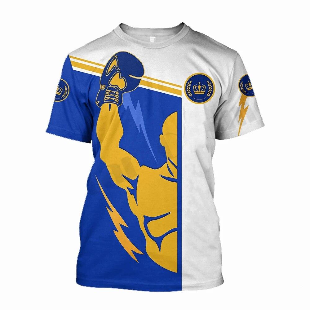 Толстовка для бокса, мужская футболка с 3D принтом, спортивные футболки с короткими рукавами, летняя свободная одежда с круглым вырезом, модные уличные топы больших размеров