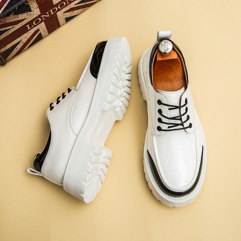 Модная мужская формальная обувь Высококлассная для деловых мероприятий Мужская обувь из блестящей кожи на толстой подошве на высоком подъеме Роскошная золотая обувь для работы