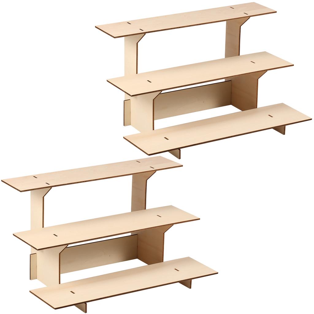 2 шт. 3-уровневый деревянный стенд для кексов, парфюмерии, косметики, ювелирных изделий, полка-органайзер, настольное хранилище